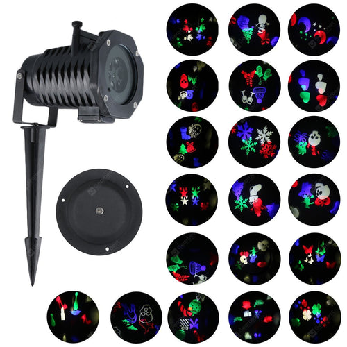 Lampwin Indoor& Outdoor Waterproof Projector Light Rotating Multicolor Slide 20pcs Switchable Pattern Lens Motion Images Decoration Lighting for Christmas, Halloween Garden Path Courtyard Party Easter-