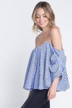 Women's Cold Shoulder Checkered Top